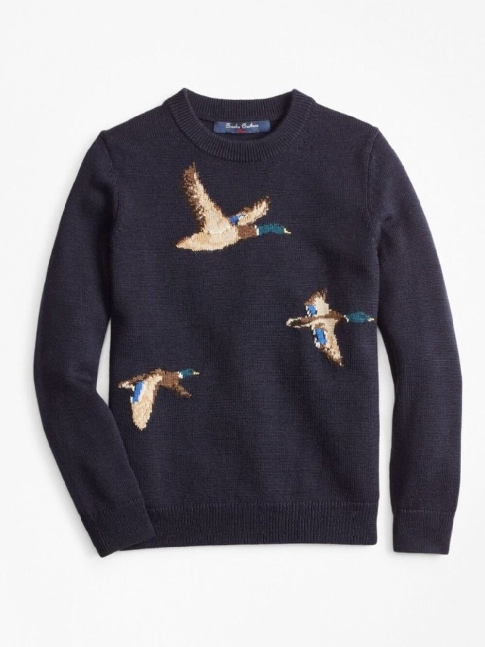 Brooks Brothers Boys Merino Wool-Blend Mallard Duck Crewneck Sweater Sz XS